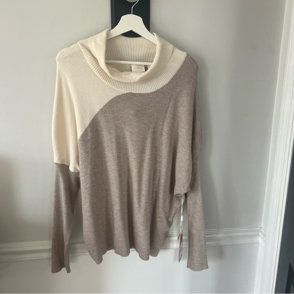 Cyrus Two-Tone Cowl Neck Sweater